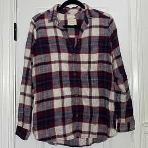 Boyfriend fit navy blue, red and white flannel